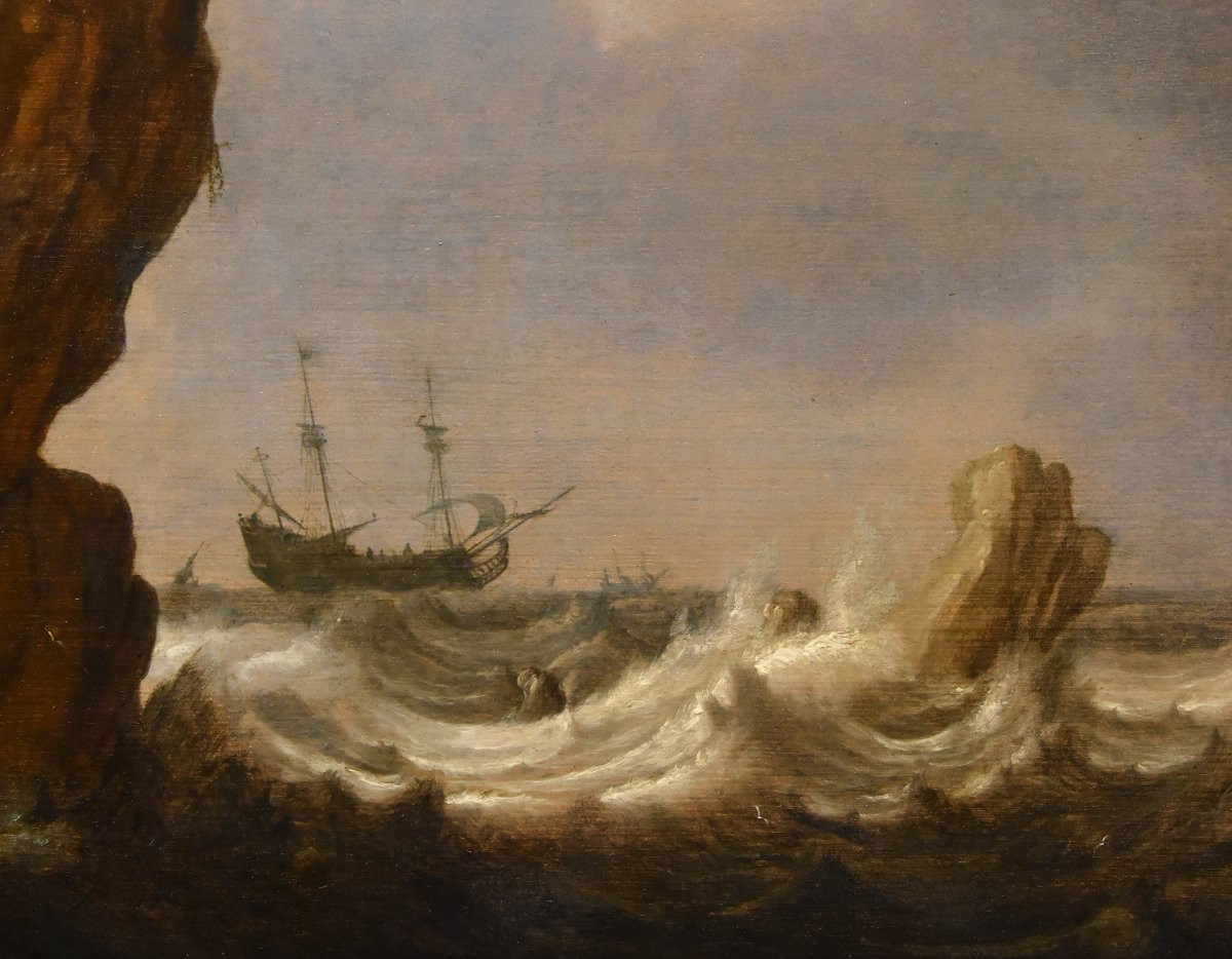 Veduta marina con vascelli, Julius Porcellis (Rotterdam 1610 – 1645 Leiden) attribuibile-photo-7