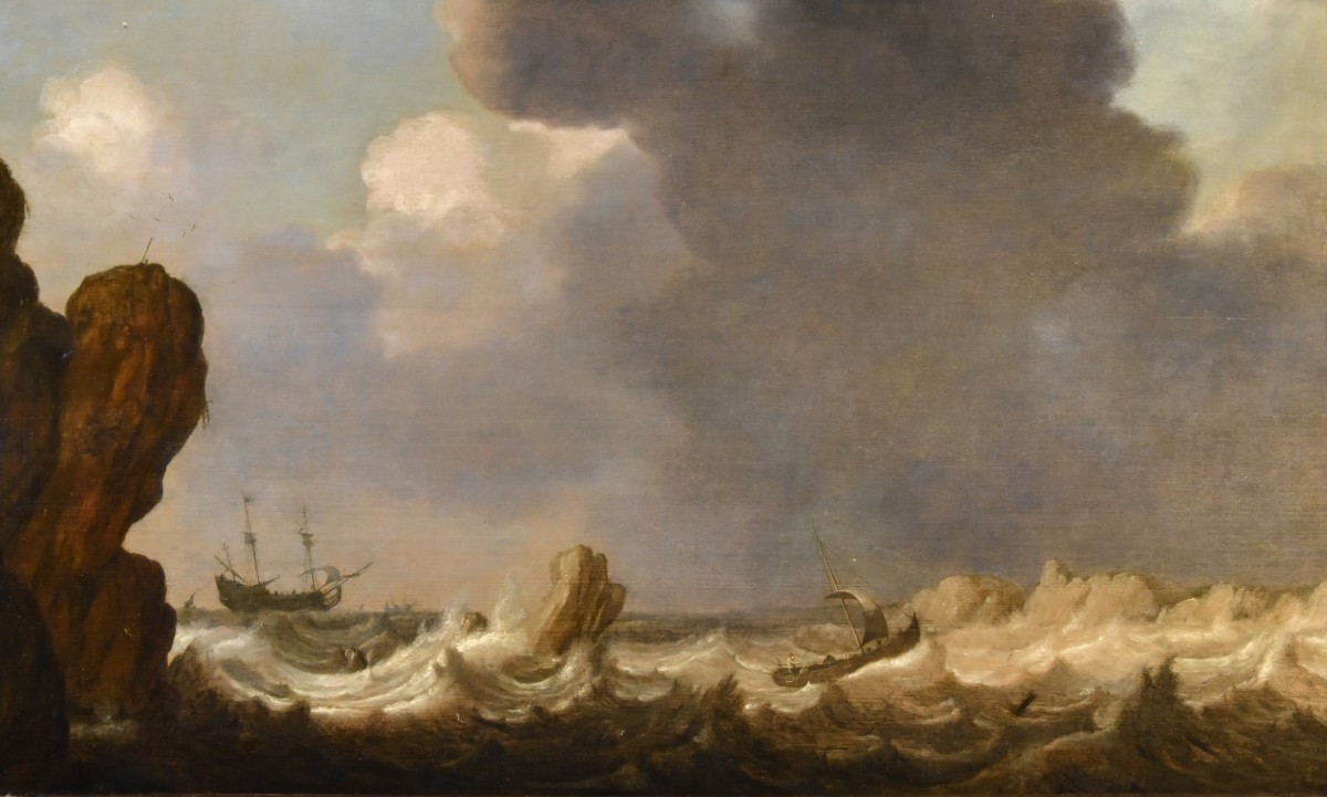 Veduta marina con vascelli, Julius Porcellis (Rotterdam 1610 – 1645 Leiden) attribuibile-photo-1
