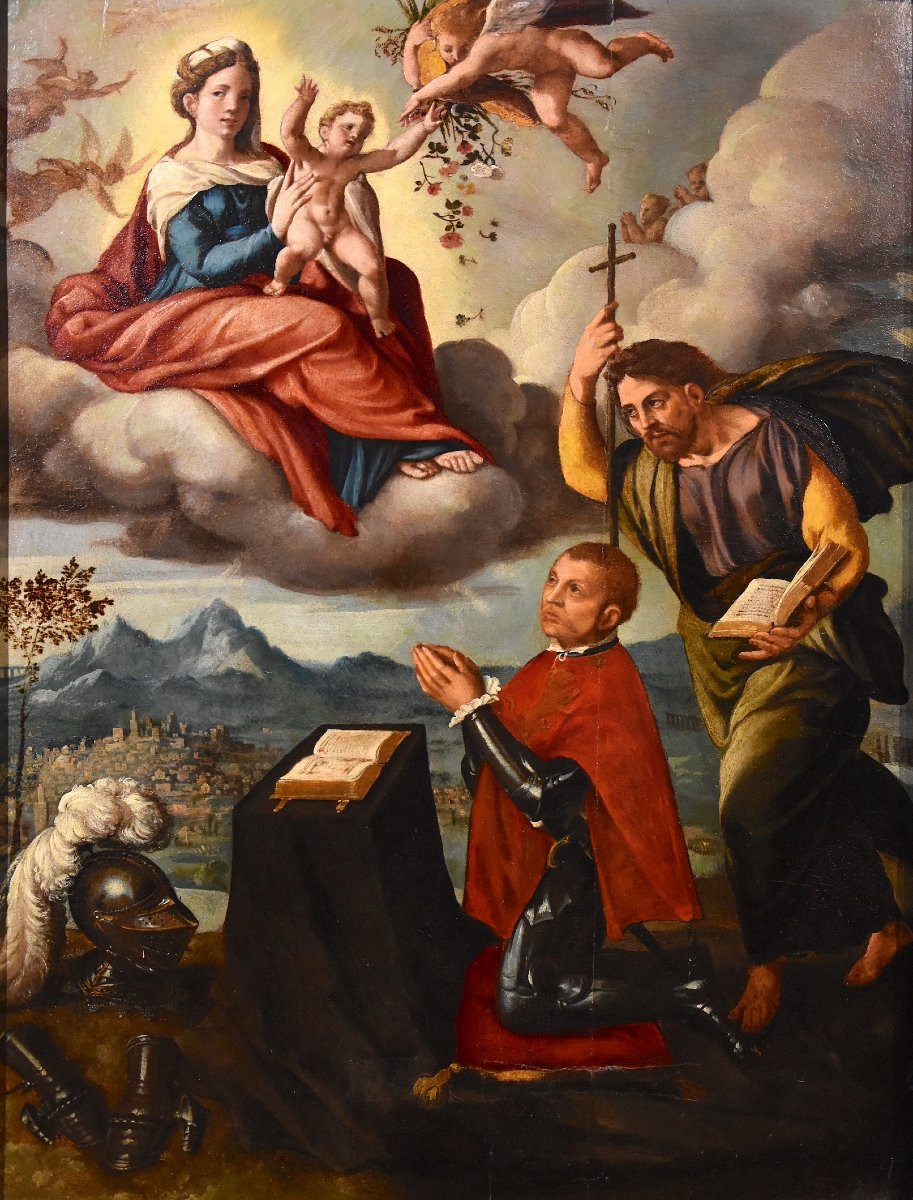 Madonna con Bambino, San Giacomo e il donatore, Ippolito Scarsella (Ferrara, 1550 - 1620) botte-photo-2