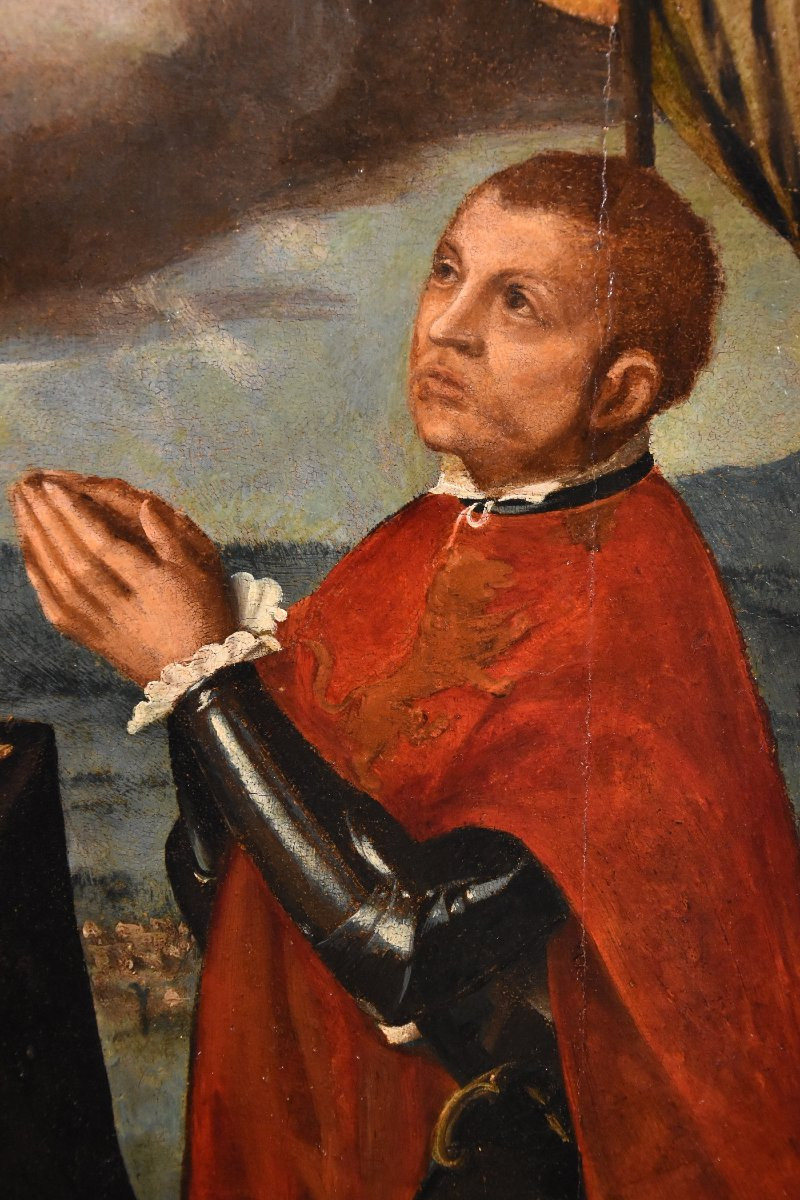 Madonna con Bambino, San Giacomo e il donatore, Ippolito Scarsella (Ferrara, 1550 - 1620) botte-photo-6