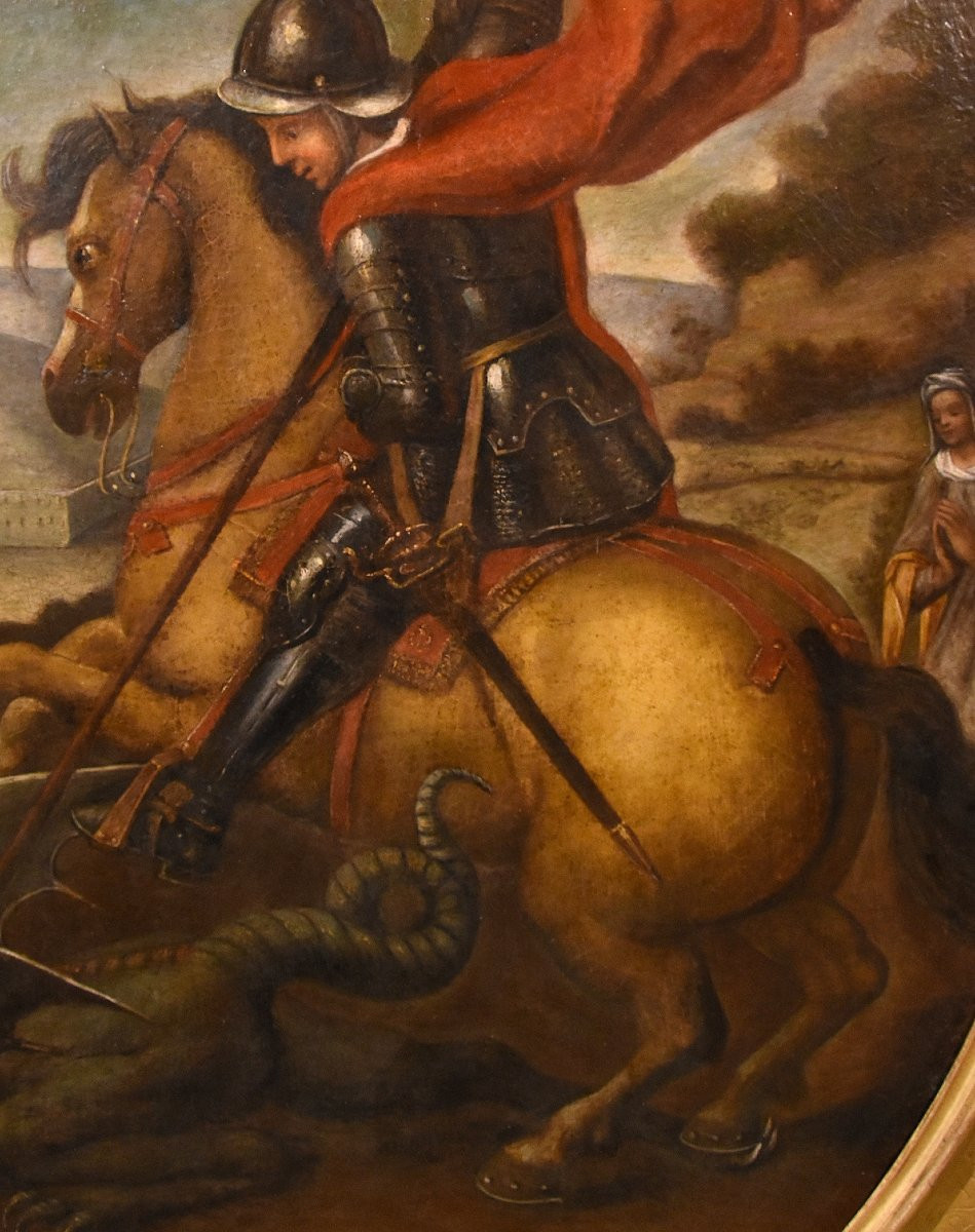 San Giorgio sconfigge il Drago, Raffaello Sanzio (Urbino, 1483 – Roma, 1520) Seguace di-photo-7