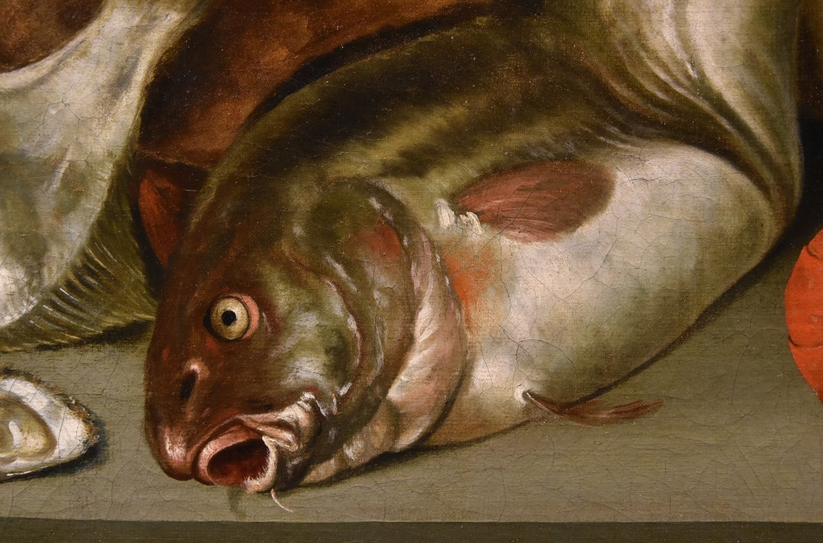 Alexander van Adriaenssen (Anversa, 1587 - 1661), Natura morta con ostriche, pesci ed astici-photo-4