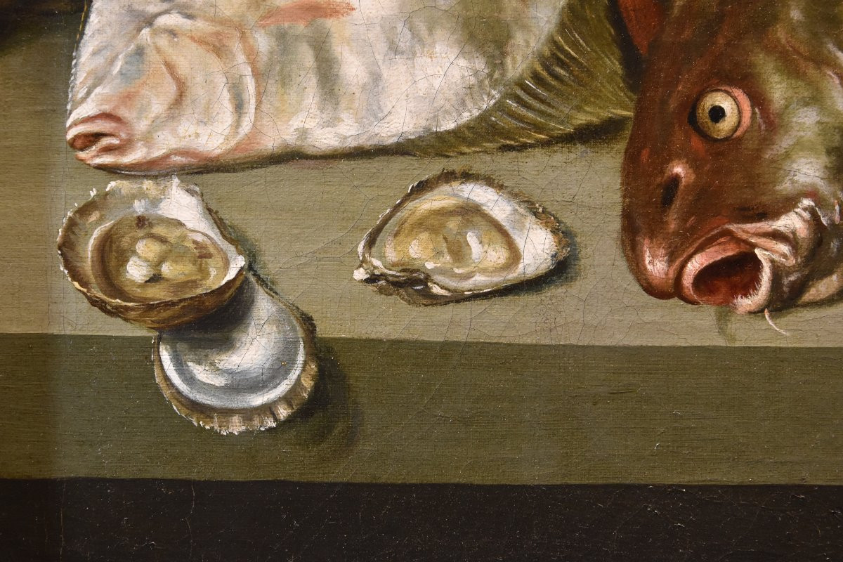 Alexander van Adriaenssen (Anversa, 1587 - 1661), Natura morta con ostriche, pesci ed astici-photo-2