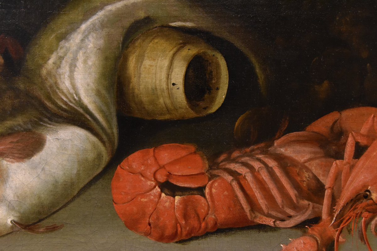 Alexander van Adriaenssen (Anversa, 1587 - 1661), Natura morta con ostriche, pesci ed astici-photo-5