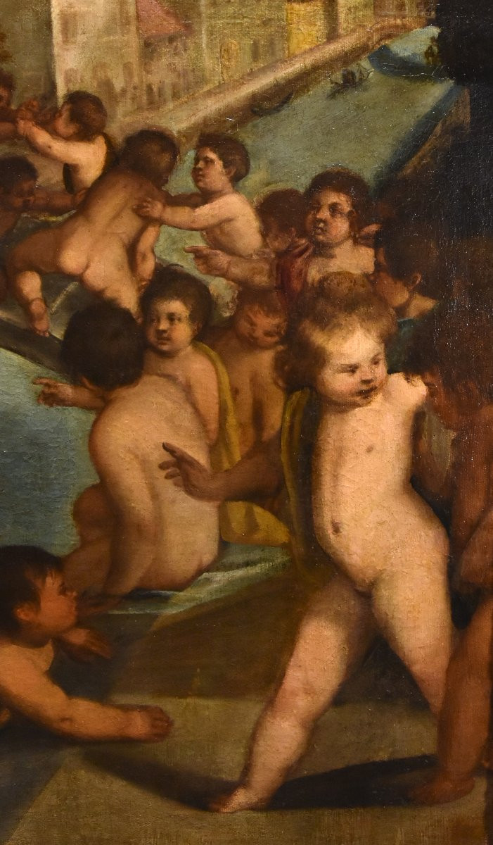 Lotta tra putti sul ponte dei Pugni a Venezia, bottega Tiziano Vecellio (1490 - 1576)-photo-4