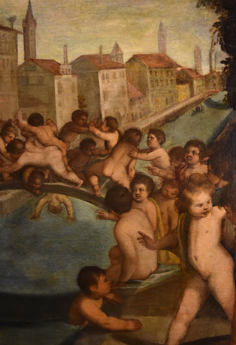Lotta tra putti sul ponte dei Pugni a Venezia, bottega Tiziano Vecellio (1490 - 1576)-photo-3