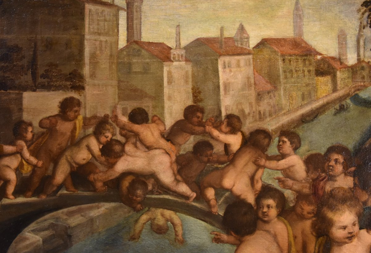 Lotta tra putti sul ponte dei Pugni a Venezia, bottega Tiziano Vecellio (1490 - 1576)-photo-4