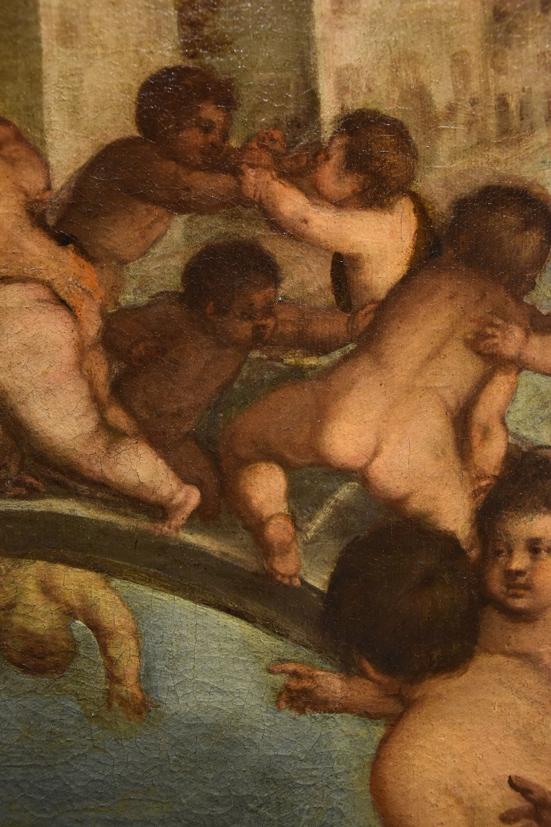 Lotta tra putti sul ponte dei Pugni a Venezia, bottega Tiziano Vecellio (1490 - 1576)-photo-7