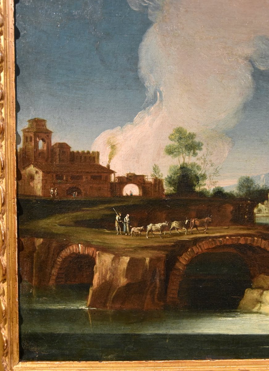  Paolo Anesi (Roma 1697 - 1773), Paesaggio fluviale della campagna laziale-photo-3