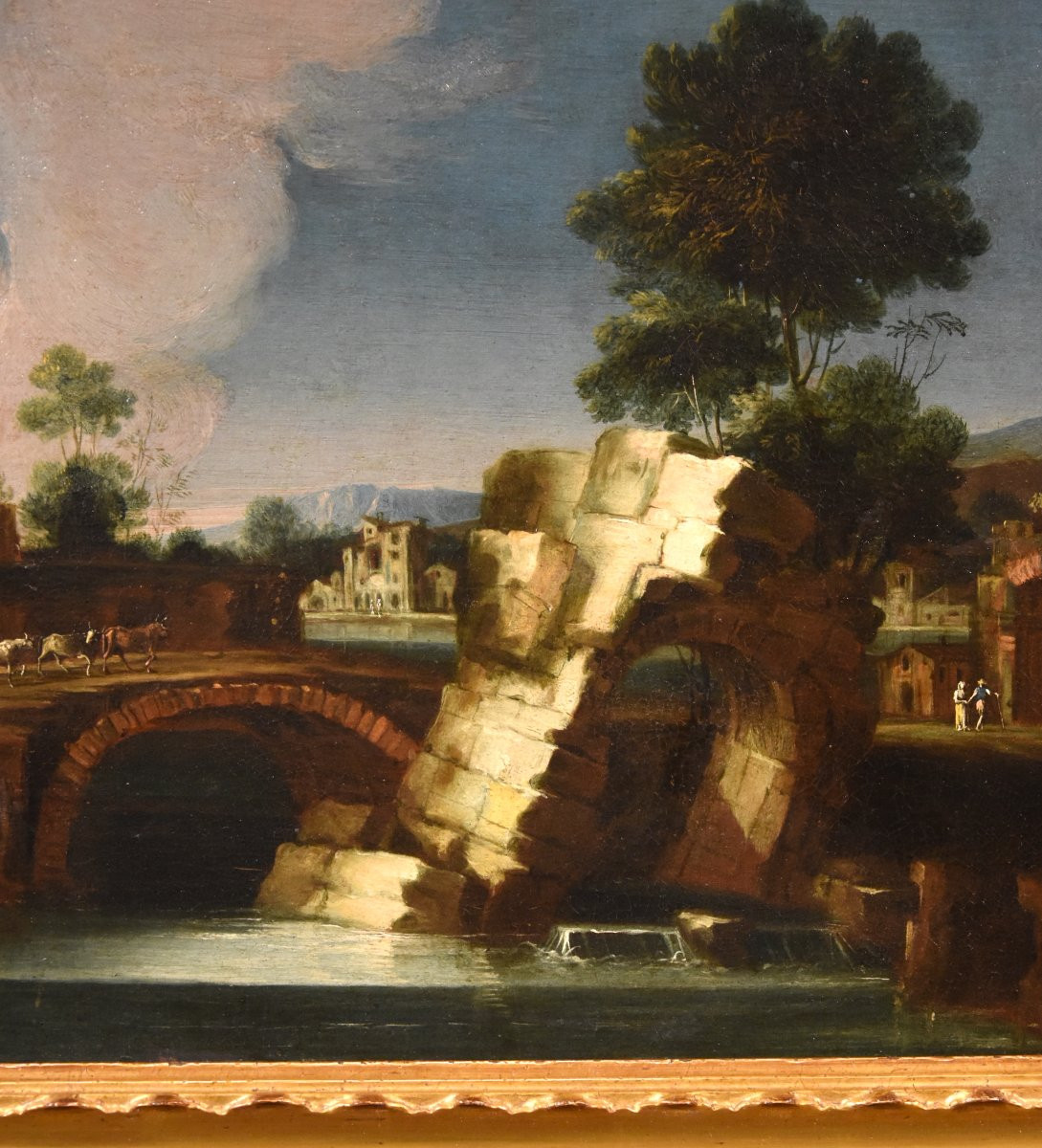  Paolo Anesi (Roma 1697 - 1773), Paesaggio fluviale della campagna laziale-photo-4