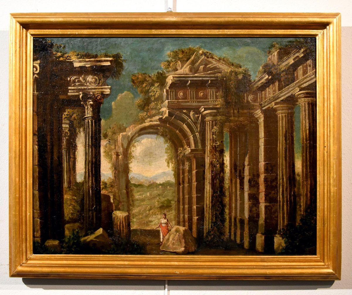 Coppia di capricci con rovine classiche, Niccolò Codazzi (Napoli 1642 - Genova 1693) seguace-photo-2