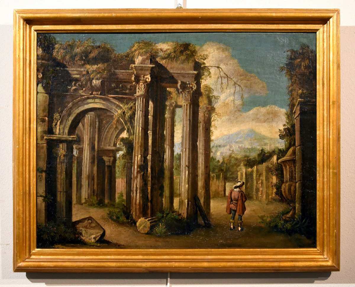 Coppia di capricci con rovine classiche, Niccolò Codazzi (Napoli 1642 - Genova 1693) seguace-photo-3