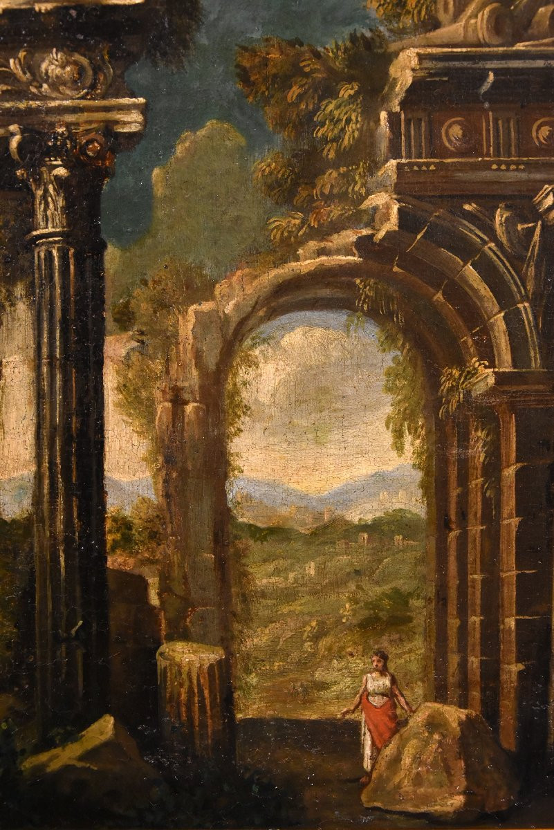 Coppia di capricci con rovine classiche, Niccolò Codazzi (Napoli 1642 - Genova 1693) seguace-photo-6