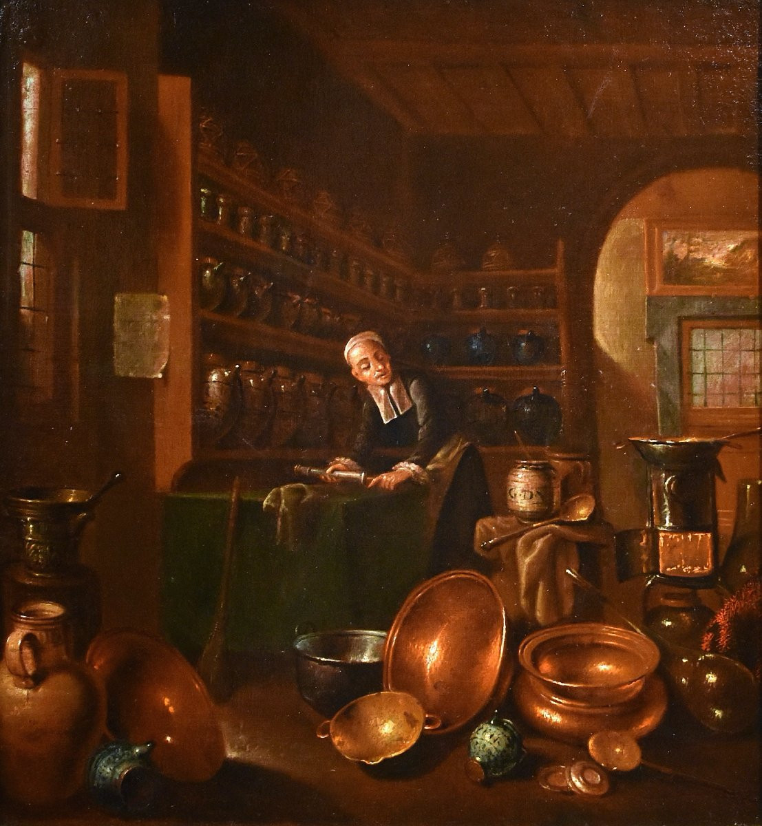 Il farmacista, Giovanni Domenico Valentino (Roma 1630 - Imola 1708) monogrammato-photo-2