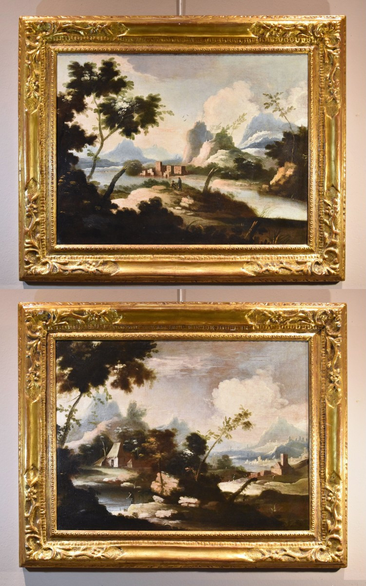Paesaggi arcadici con figure, cerchia di Marco Ricci (Belluno 1676 – Venezia 1730)