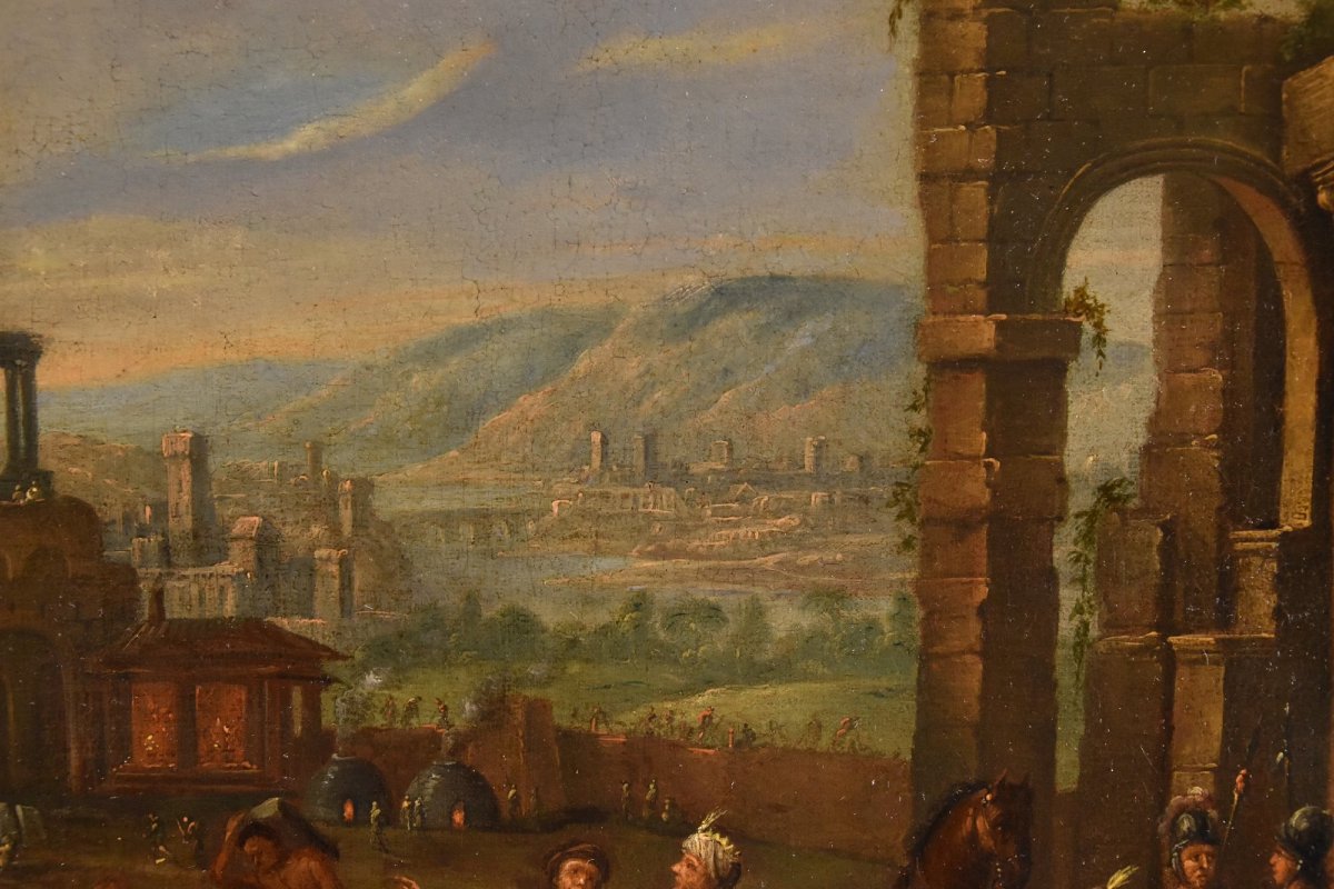 Costruzione della Torre di Babele, Pittore fiammingo XVII-XVIII secolo-photo-5