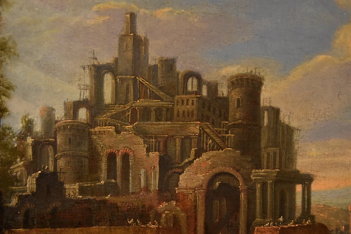 Costruzione della Torre di Babele, Pittore fiammingo XVII-XVIII secolo-photo-7