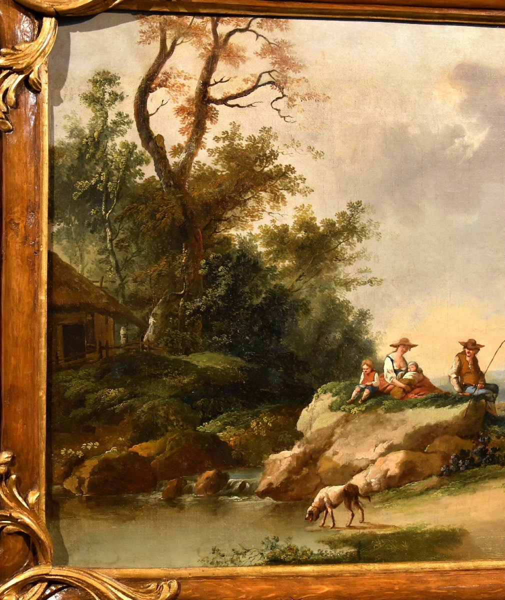 Paesaggio con fiume e pastori in riposo, Francesco Zuccarelli (1702 - 1788) cerchia di-photo-3