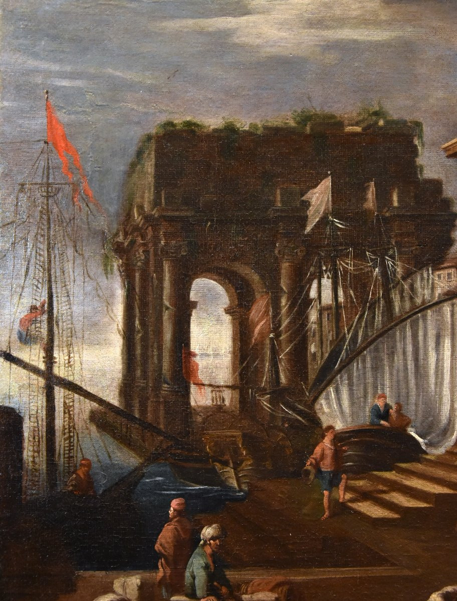 Veduta fantastica con porto e capriccio architettonico, Alessandro Salucci (1590 - 1657)-photo-3