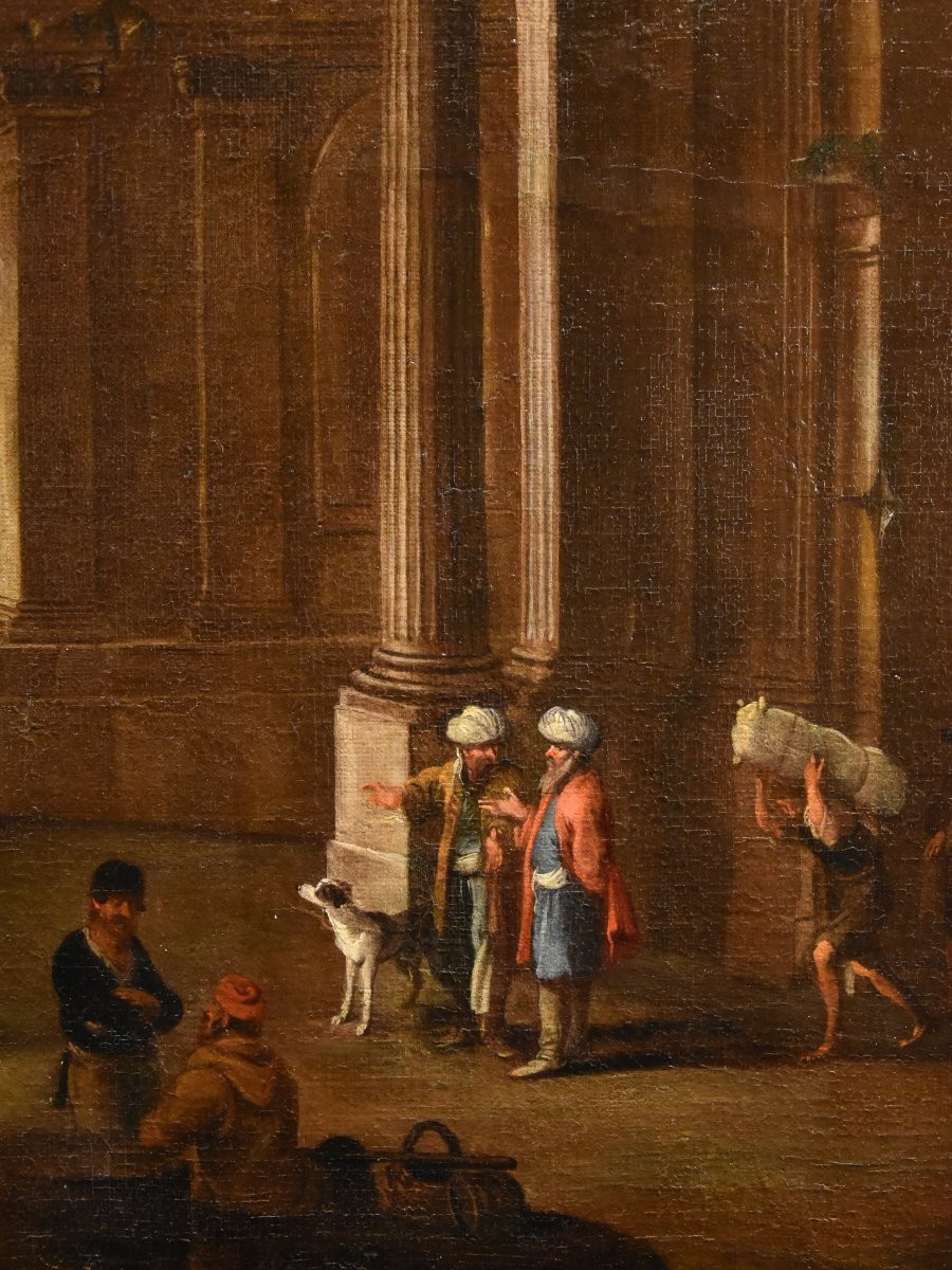 Veduta fantastica con porto e capriccio architettonico, Alessandro Salucci (1590 - 1657)-photo-4