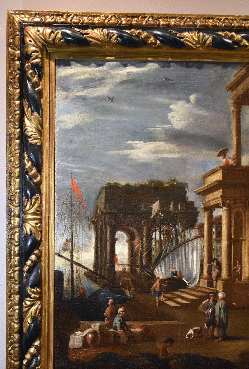 Veduta fantastica con porto e capriccio architettonico, Alessandro Salucci (1590 - 1657)-photo-1