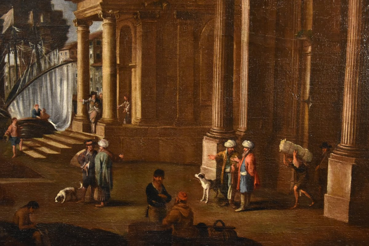 Veduta fantastica con porto e capriccio architettonico, Alessandro Salucci (1590 - 1657)-photo-4