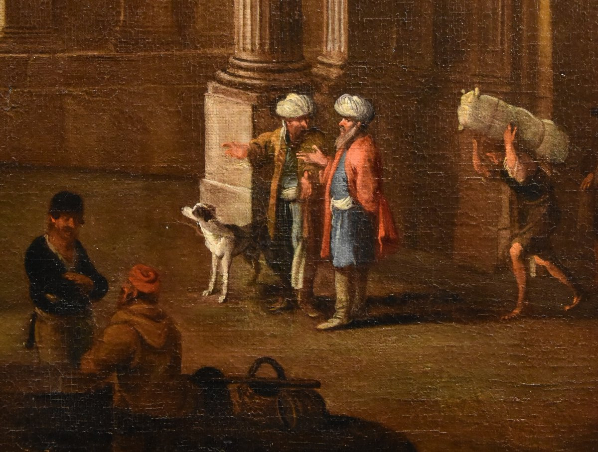 Veduta fantastica con porto e capriccio architettonico, Alessandro Salucci (1590 - 1657)-photo-5