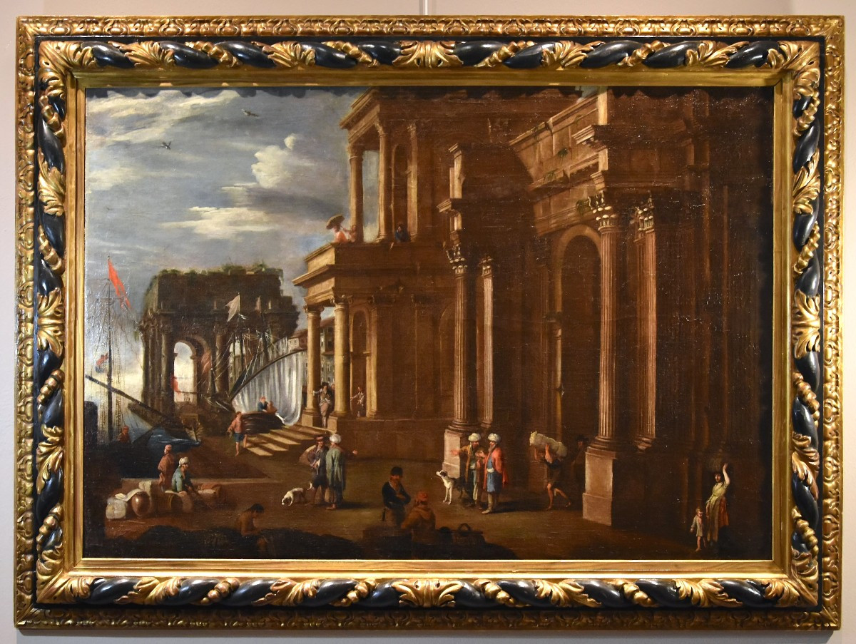 Veduta fantastica con porto e capriccio architettonico, Alessandro Salucci (1590 - 1657)