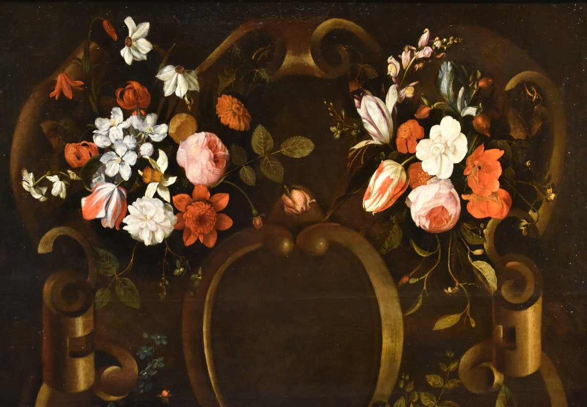 Ghirlanda di fiori con cartiglio, Frans van Everbroeck (Anversa, 1628 – Londra 1693) -photo-3