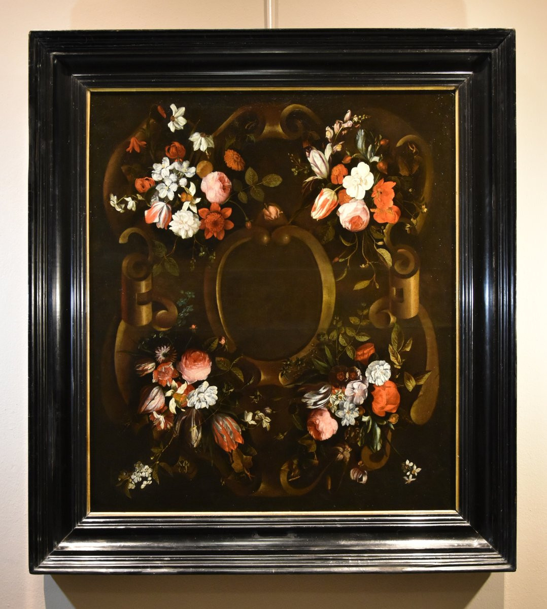 Ghirlanda di fiori con cartiglio, Frans van Everbroeck (Anversa, 1628 – Londra 1693) -photo-1