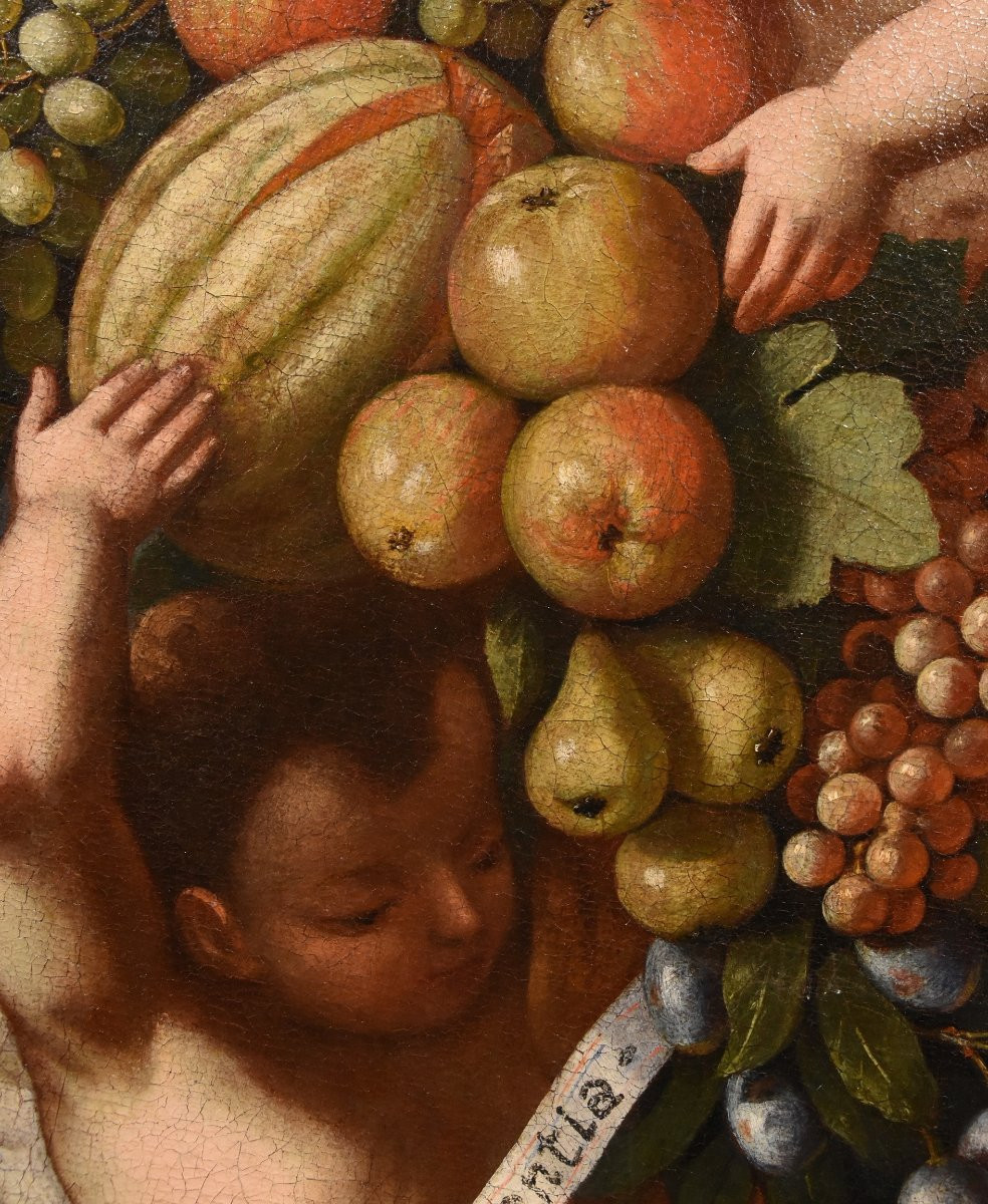 Composizione di frutta sorretta da tre angeli, Luigi Garzi (Pistoia 1638 – Roma1721)-photo-3