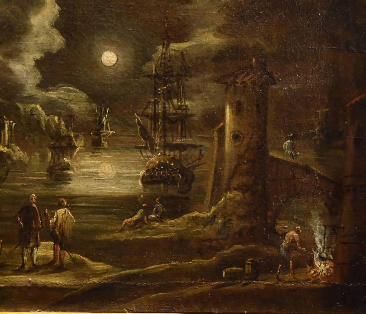 Veduta portuale al chiaro di luna, Giovanni Grevenbroeck  (Paesi Bassi, 1650 ca. – Milano 1699)-photo-3