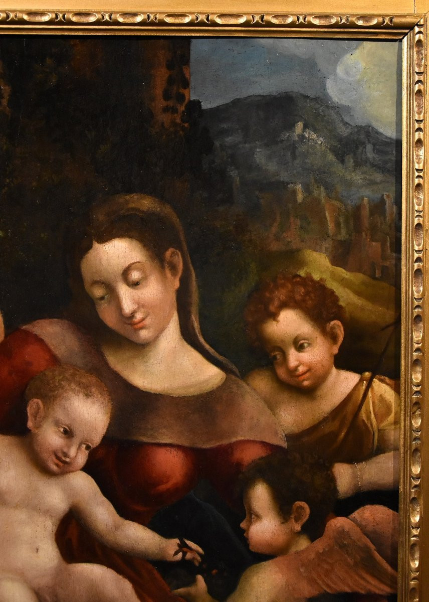 Madonna col Bambino, due angeli e Giovanni Battista, Scuola di Antonio Allegri, Correggio-photo-4