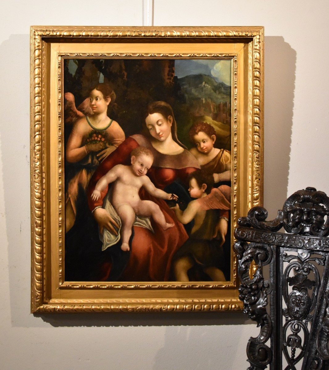 Madonna col Bambino, due angeli e Giovanni Battista, Scuola di Antonio Allegri, Correggio-photo-2