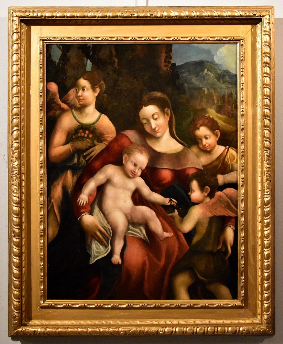 Madonna col Bambino, due angeli e Giovanni Battista, Scuola di Antonio Allegri, Correggio