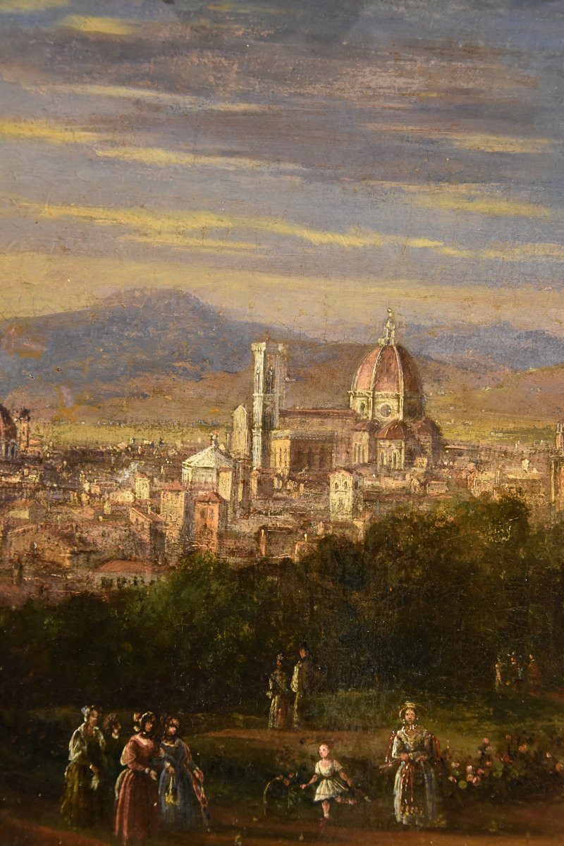 Pittore vedutista del XVIII-XIX secolo, Veduta panoramica di Firenze-photo-4