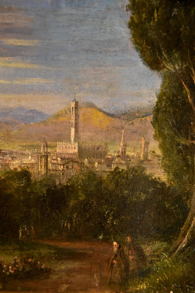 Pittore vedutista del XVIII-XIX secolo, Veduta panoramica di Firenze-photo-5