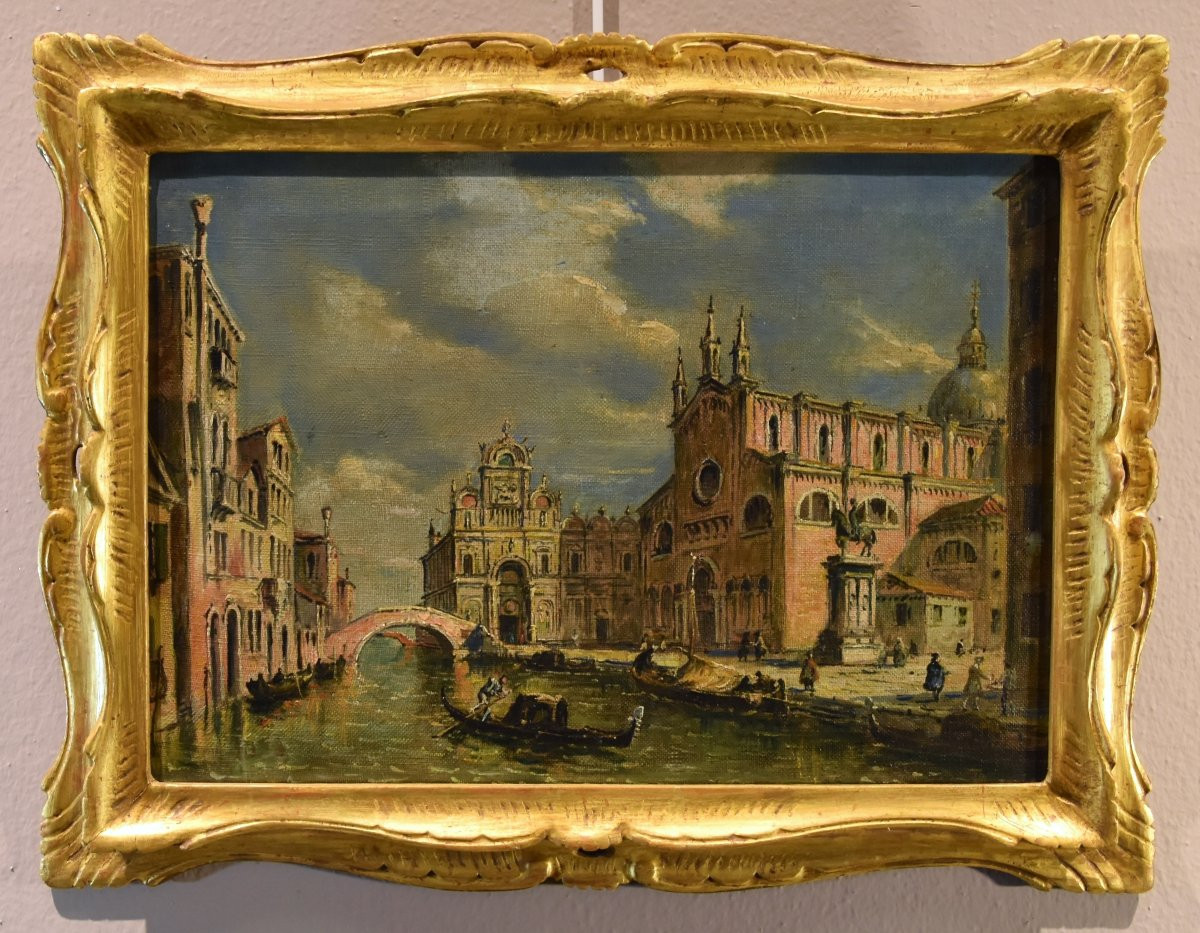 Coppia di vedute di Venezia, Francesco Guardi (Venezia, 1712 - 1793) Seguace di-photo-2