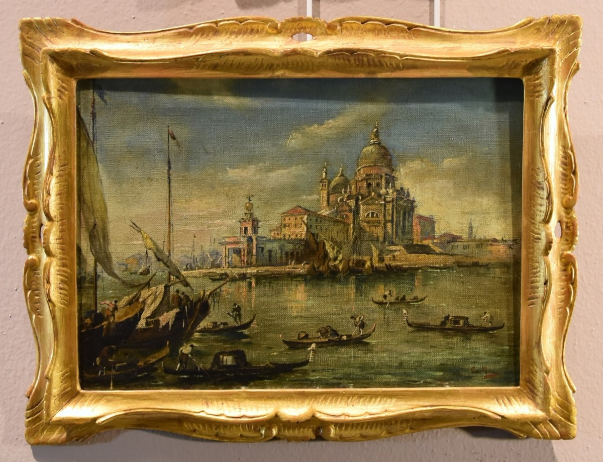 Coppia di vedute di Venezia, Francesco Guardi (Venezia, 1712 - 1793) Seguace di-photo-3