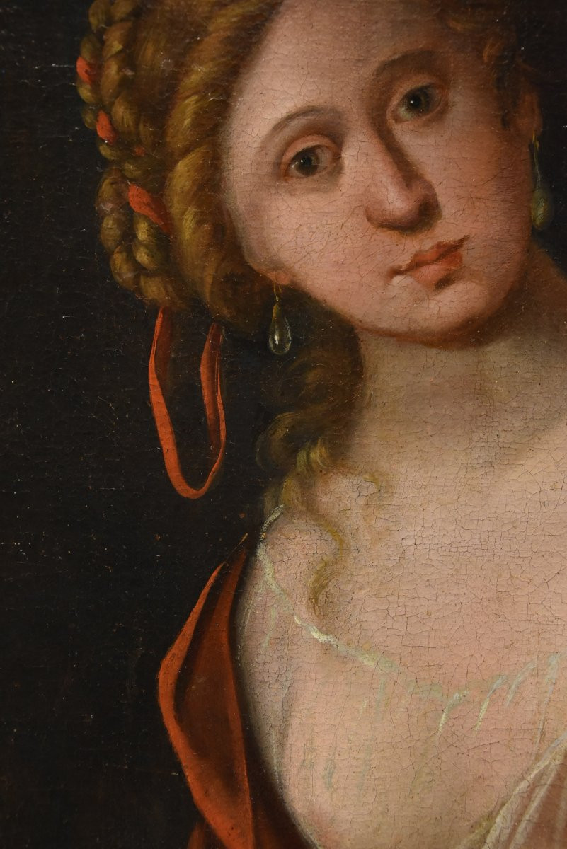 Mattheus Terwesten (L'Aia, 1670 - 1757) Ritratto di fanciulla come allegoria della pittura-photo-4