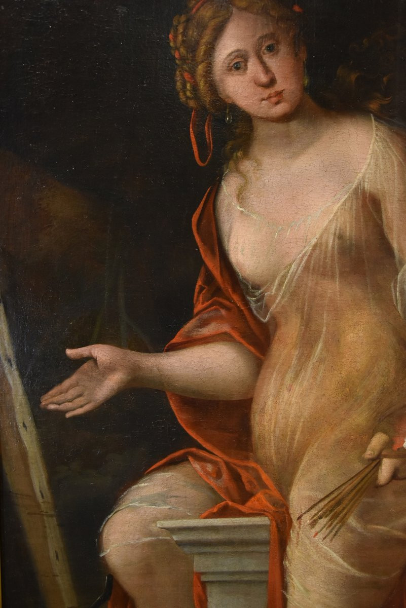 Mattheus Terwesten (L'Aia, 1670 - 1757) Ritratto di fanciulla come allegoria della pittura-photo-5