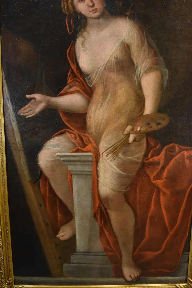 Mattheus Terwesten (L'Aia, 1670 - 1757) Ritratto di fanciulla come allegoria della pittura-photo-7