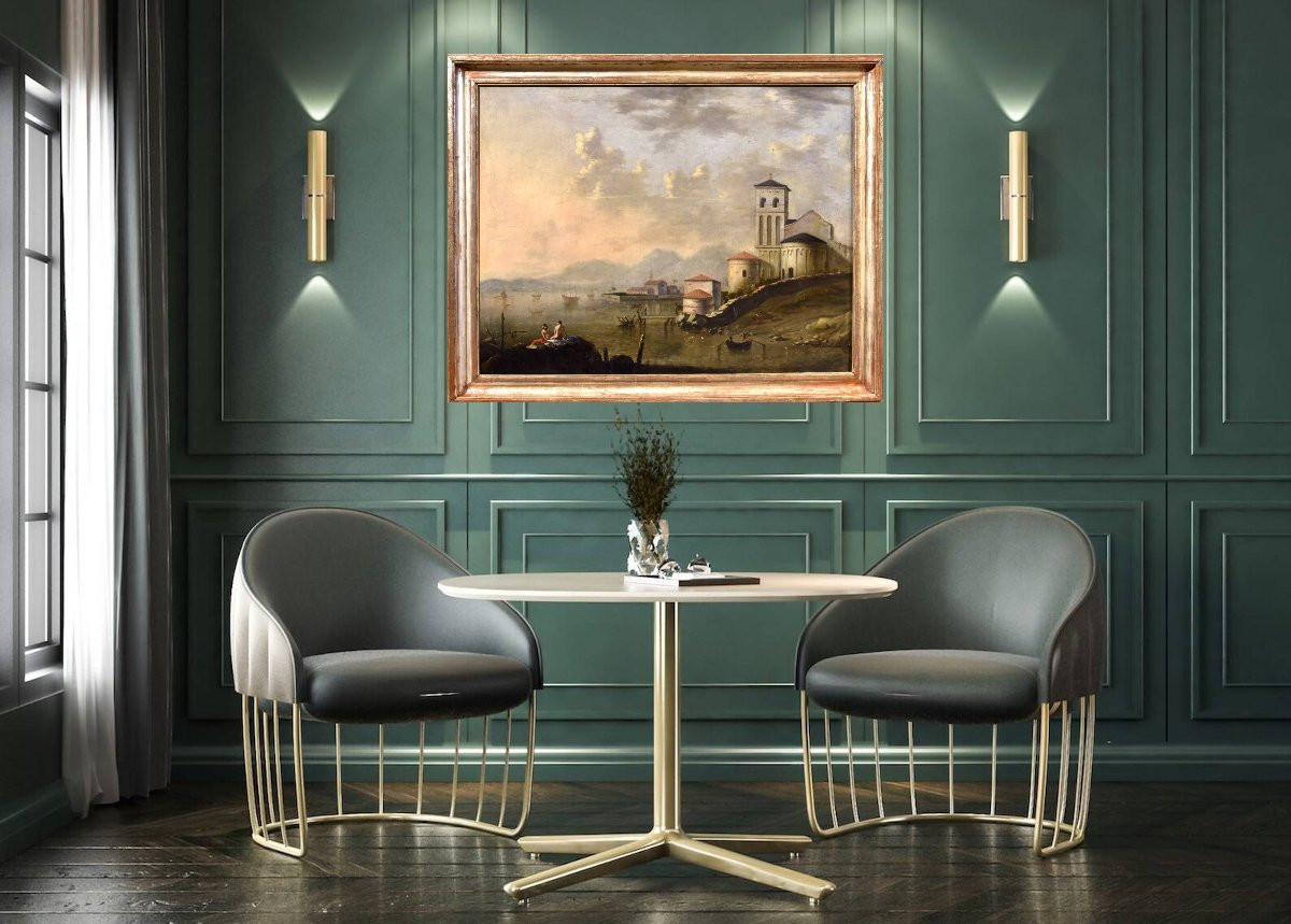 Paesaggio costiero del Mediterraneo, Pittore fiammingo attivo in Italia nel Settecento-photo-1