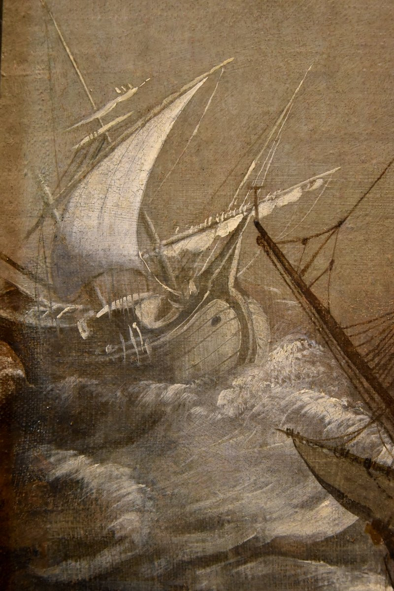 Marina in tempesta con vascelli, Jan Porcellis (Gand 1584 c. -1632)-photo-3