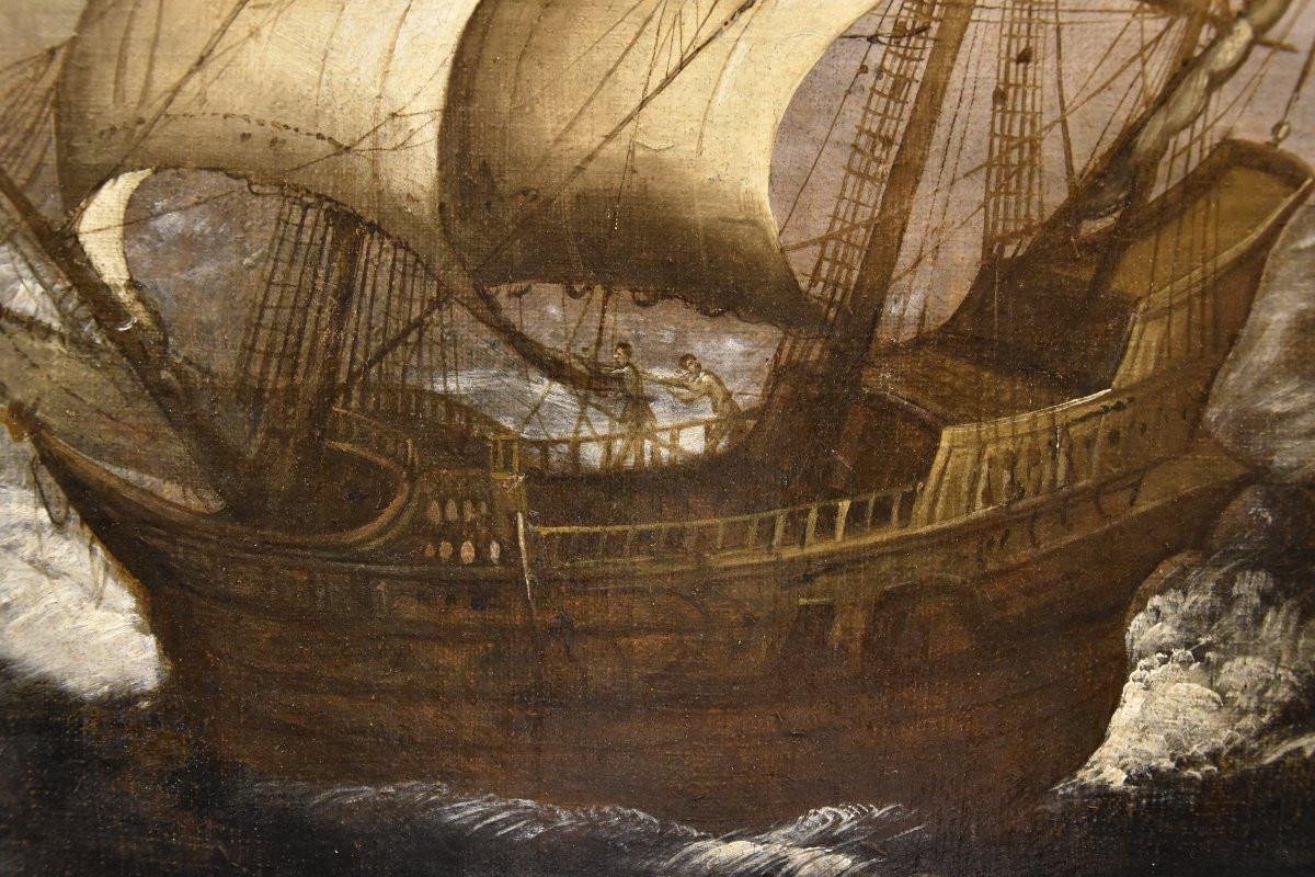 Marina in tempesta con vascelli, Jan Porcellis (Gand 1584 c. -1632)-photo-4