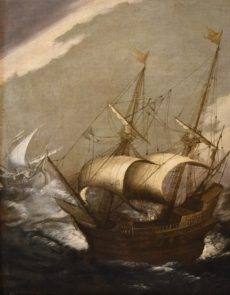 Marina in tempesta con vascelli, Jan Porcellis (Gand 1584 c. -1632)-photo-2