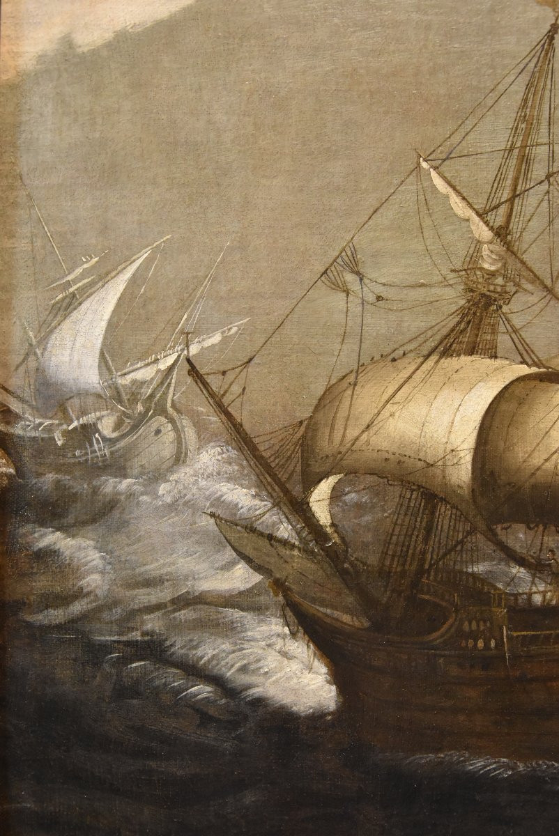 Marina in tempesta con vascelli, Jan Porcellis (Gand 1584 c. -1632)-photo-4