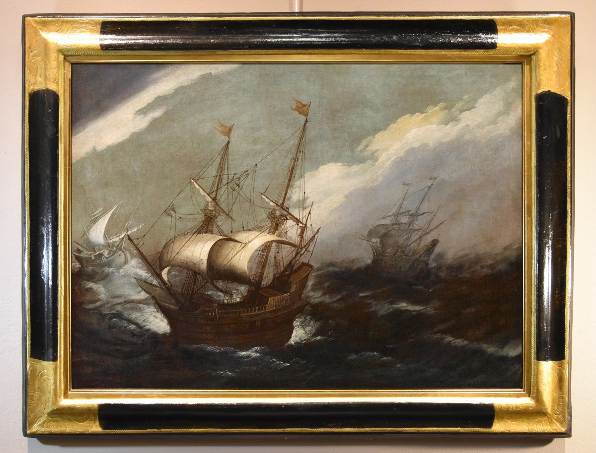 Marina in tempesta con vascelli, Jan Porcellis (Gand 1584 c. -1632)