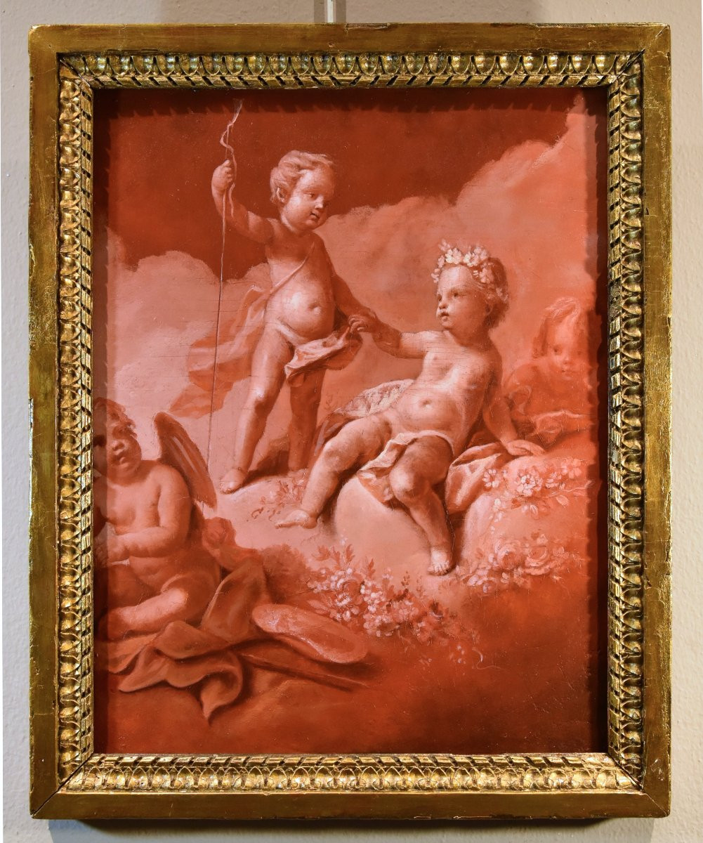 Francois Boucher (Parigi, 1703 - 1770) Scuola di, Gioco di putti ed Amorini-photo-2