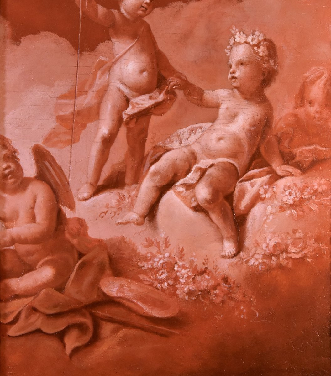 Francois Boucher (Parigi, 1703 - 1770) Scuola di, Gioco di putti ed Amorini-photo-4